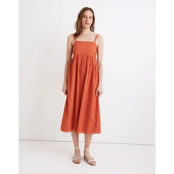 Madewell Dresses & Skirts - Madewell Eyelet Summertime Cami Midi Dress Orange Size M